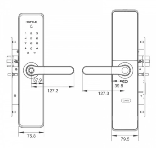 Hafele Digital Lock DL7600 - Front & Back Design