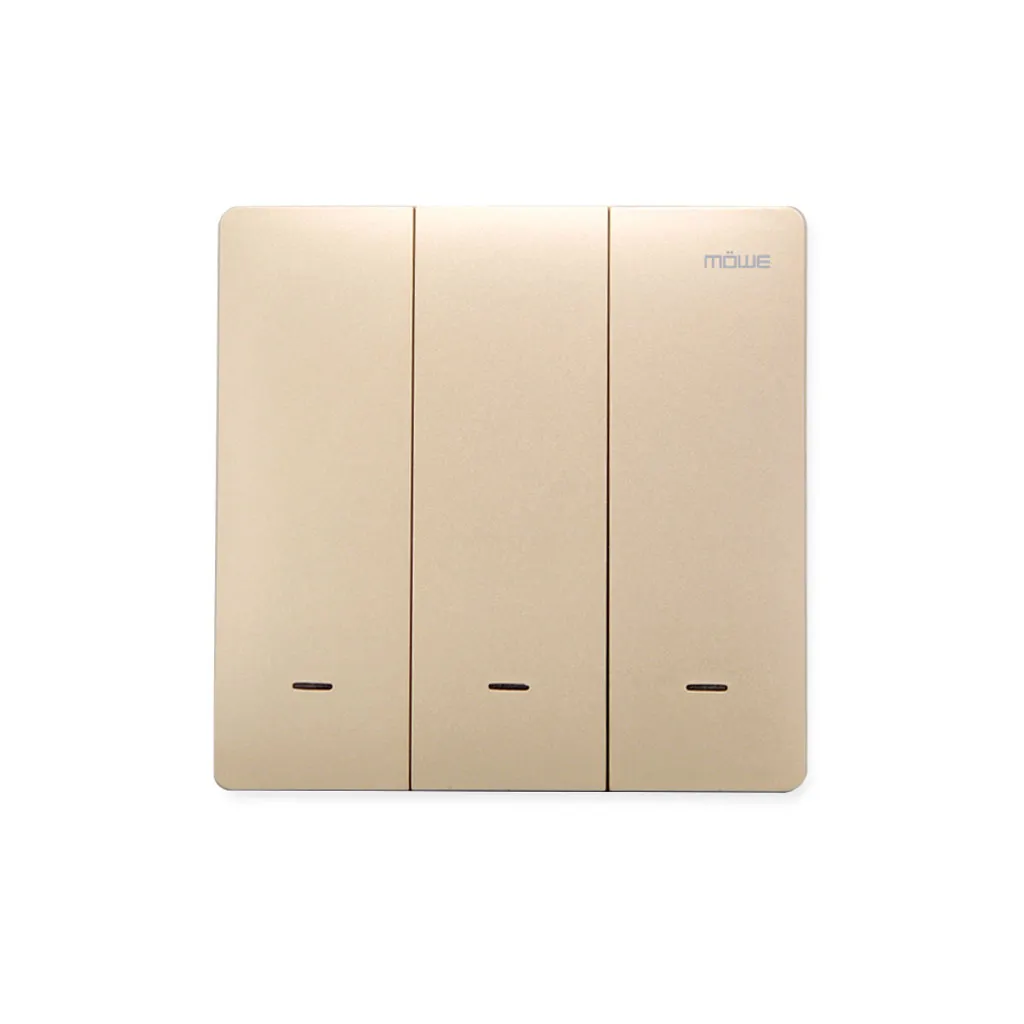 Zigbee Smart Switch Triple Rocker Champagne Gold